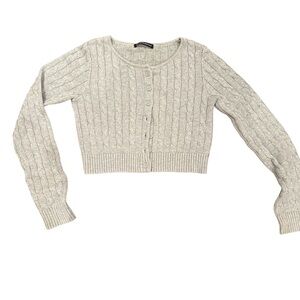 Brandy Melville Light Gray Cable Knit Cardigan